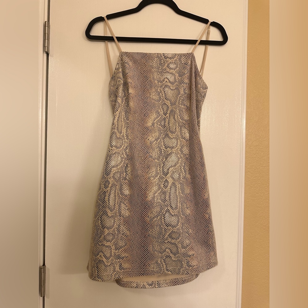 Snake Print Cream Mini Dress